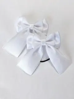 415 たれ付きヘアゴム　白