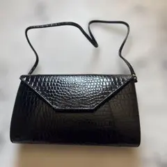 ブラック クロコダイル風 ショルダーバッグ