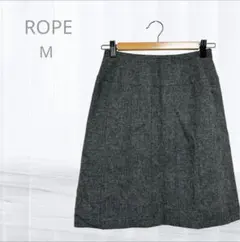 ロぺ 膝丈スカート タック入り M グレー カジュアル