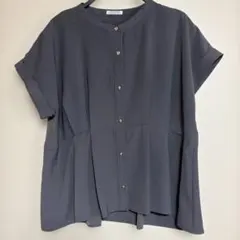 GLACIER ボタン付き ゆったり半袖シャツ チャコールグレー Lサイズ