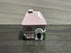 希少　陶器製 ハウス型 小物入れ ピンク屋根