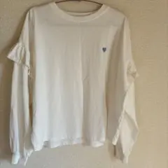 ハート刺繍 長袖Tシャツ ホワイト