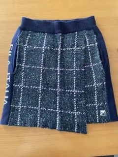 レディース ニットスカート チェック柄 FILA GOLFグリーン M 秋 冬