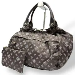 ラシット ハンドバッグ 腕掛け ナイロン レザー グレー系 ブラウン系 総柄