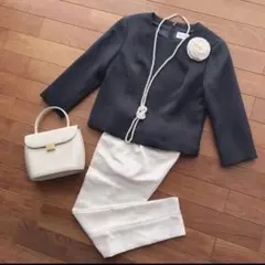 極美品 Courreges 入学式ママ 紺 セレモニー プルオーバー フォーマル