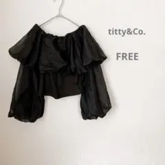 titty&Co.黒オフショルダーショート丈ブラウスFREEのサムネイル