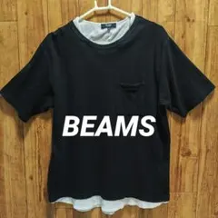 ビームス BEAMS HEART レイヤード ポケットTシャツ ブラックのサムネイル