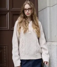 hazyl cable knit foodie / ケーブルニットフーディ