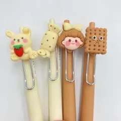 ボールペン 4本セット まとめ売り カントリー 文具 黒 ビスケット