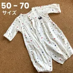 ロンパース カバーオール　アニマル柄　くま　長袖　新生児　50 60 70