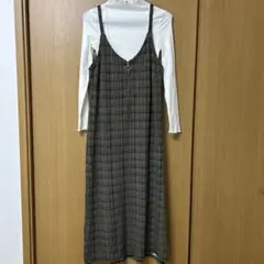 セール中‼️セシルマクビー★チェック柄キャミワンピース★ベージュネイビー