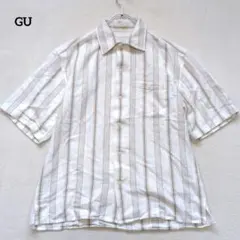 GU ストライプシャツ 半袖 リネン混 羽織 春夏用 カジュアル ゆったりのサムネイル