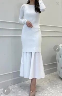 未使用級・タグ付き✨eimy istoire プリーツロングワンピース レーヨン タグ付き未使用✨eimy istoire プリーツニットワンピース レーヨン入り