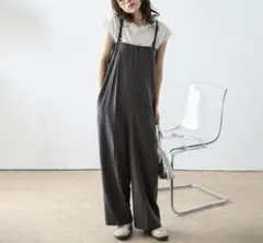 新品SUGAR BISKET ワイドサロペット グレーLサイズ
