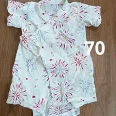 ベビー甚平 花火模様 70cm 綿100%