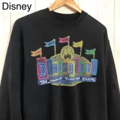 Disney Disneyland プリント ブラック スウェット