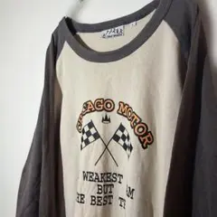 【個性派古着】CHICAGO MOTOR ロングスリーブTシャツ　ラグラン袖　L
