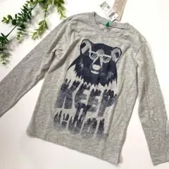 新品タグ付　BENETTON ベネトン　長袖Tシャツ120cm キッズ　グレーのサムネイル