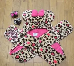 ディズニー ヒョウ柄マフラーキャップとヒョウ柄ヘアピン