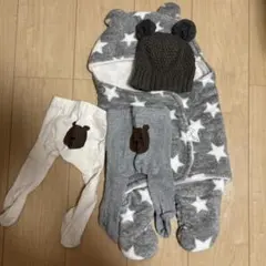 ベビー用クマ耳帽子とタイツセット