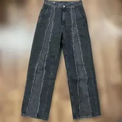 ZARA 切り替え デニムパンツ ブラックのサムネイル