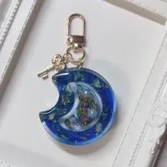 月型シェイカーキーホルダー(ブルー×ゴールド)