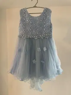 水色 フローラル刺繍 チュールドレス
