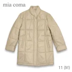 イタリア製 羊革★mia coma リアルレザー 中綿コート ベージュ11号 L
