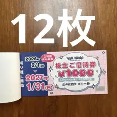 ヴィレッジヴァンガード株主優待　12枚　12000円　ヴィレヴァンのサムネイル