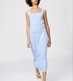 【新品値札無し】UNIQLO：Ｃ　リブ編み ライトブルー タイトスカート XL