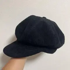 黒 コーデュロイ キャスケット帽