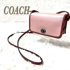 COACH レザー ショルダーバッグ ピンク 2way カメラバッグ - メルカリ