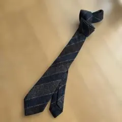 GUCCI グッチ　ネクタイ　ストライプ　シルク　ウール混　ネイビー　ブラウン