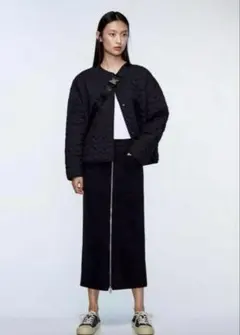 ZARA フェイクスエードペンシルスカート M ブラック