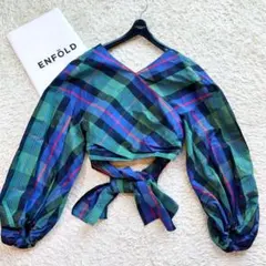 【極美品✨️エンフォルド】ENFOLD チェック パフスリーブ ブラウス リボンのサムネイル