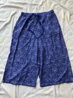 UNIQLO レーヨンリラコ　青　小花柄　Lサイズ 美品