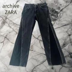 Archive Y2K ZARA ブラック ジップフレアデニムパンツ XL - メルカリ