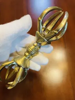 希少造形 金剛杵 三鈷杵 法具 密教 ビンテージ バジュラ 仏教美術 真鍮