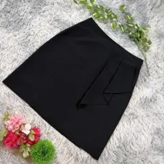 ✨OFUON✨サイズ40(L) 黒 ラップスタイル ひざ丈スカートのサムネイル