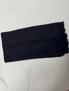 Emporio Armani ブラックマフラー フリンジ付き アルマーニ