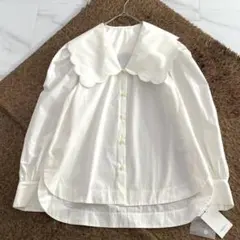 【新品タグ付き】近年 TREE+1 ビッグカラー スカラップ ブラウス シャツ