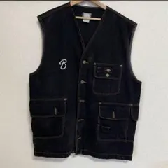 古着　ブラック　デニムベスト L
