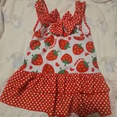 （美品）いちご柄フリルドレス 110cm　水着　女の子