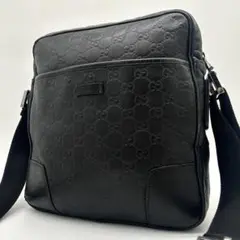 【美品】グッチ GGシマ ショルダーバッグ レザー 黒 斜め掛け 162915のサムネイル