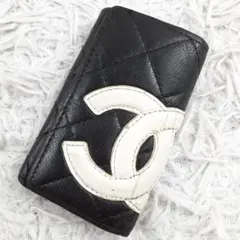 良品△CHANEL シャネル キーケース 黒 白 マトラッセ カンボンラインのサムネイル
