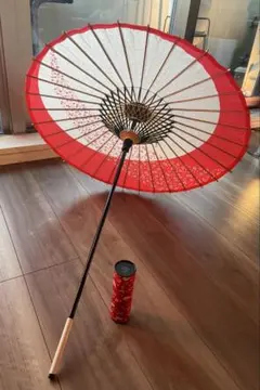 美品 和傘 赤 番傘 和風 旅館 玄関 結婚式 昭和 レトロ 撮影用 和菓子 