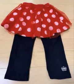 BABYDOLL チュールスカート付き レギンス 120cm ドット 赤 ミニー