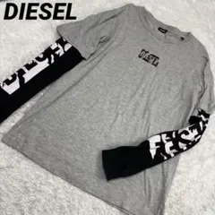 ディーゼル　長袖　Tシャツ ロンT グレー　ブラック　灰色 黒 ロゴ　S