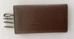 レザーキーケース 4フック付き ブラウン/オリーブグリーン