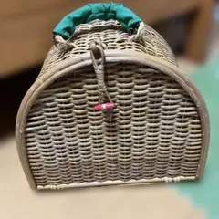 ナチュラル 半円形バスケット 野菜柄